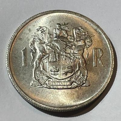 South Africa 1969 Uncirculated Condition 1 Rand Silver Coin as Pictured.