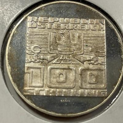 Austria 1975 Proof Condition 100 Schilling Silver Coin KM#2925 as Pictured.
