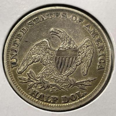 1838 Reeded Edge EF Condition Capped Bust Silver Half Dollar as Pictured.
