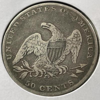 1837 Reeded Edge VF Condition Capped Bust Silver Half Dollar as Pictured.