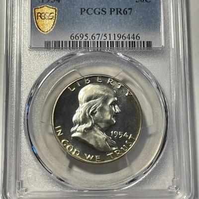 PCGS CERTIFIED 1957 PROOF67 Cameo? Franklin Silver Half Dollar as Pictured.