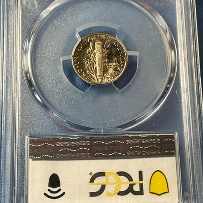 PCGS CERTIFIED 1945-S MS66 MERCURY SILVER DIME AS PICTURED. (COIN #1351).