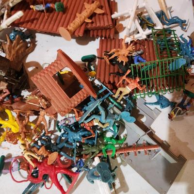 Sears Fort Apache Lot and other Toy Cowboys and Indians and Possible Other Plastic Toy