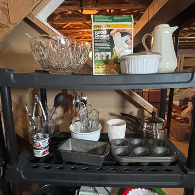 LOT 32: Basement Cleanout: Plastic Shelves and the Contents