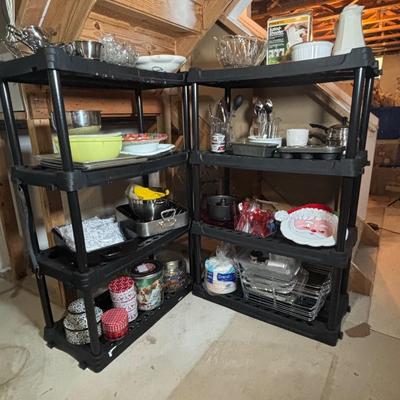 LOT 32: Basement Cleanout: Plastic Shelves and the Contents