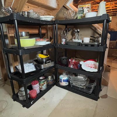 LOT 32: Basement Cleanout: Plastic Shelves and the Contents
