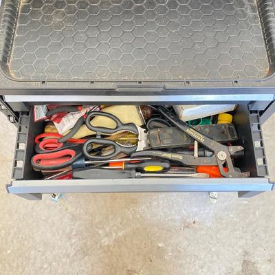 LOT 297: Rolling Keter 5 Drawer Tool Chest Set with Contents