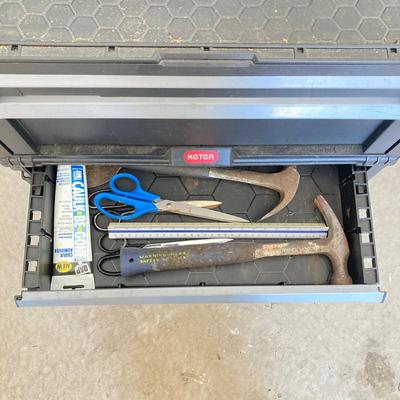 LOT 297: Rolling Keter 5 Drawer Tool Chest Set with Contents