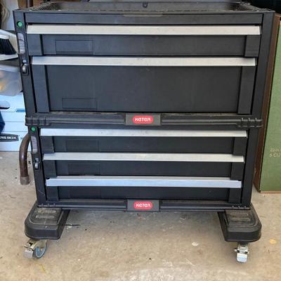 LOT 297: Rolling Keter 5 Drawer Tool Chest Set with Contents