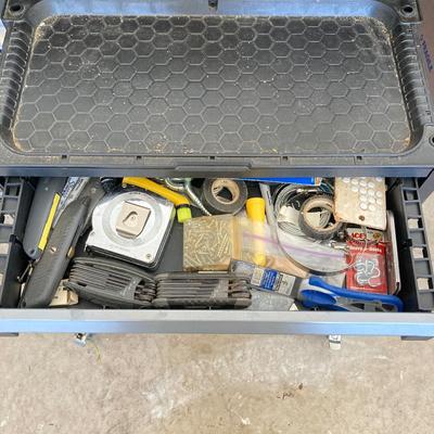 LOT 297: Rolling Keter 5 Drawer Tool Chest Set with Contents