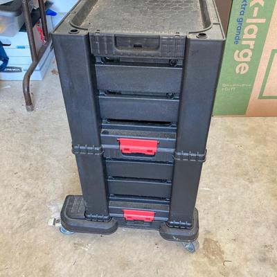 LOT 297: Rolling Keter 5 Drawer Tool Chest Set with Contents