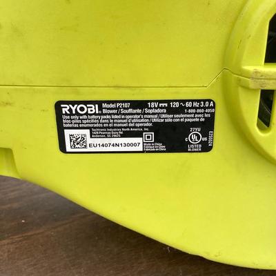 LOT 51: Ryobi Hybrid 18 P2107 Blower, P514 Saw, and P118 Battery IntelliPort Charger, Lynxx Cordless Blower, Battery Pack and More