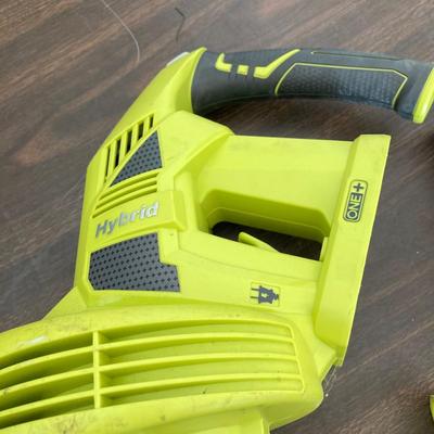 LOT 51: Ryobi Hybrid 18 P2107 Blower, P514 Saw, and P118 Battery IntelliPort Charger, Lynxx Cordless Blower, Battery Pack and More