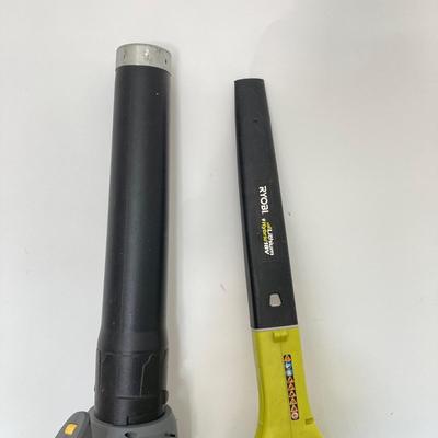 LOT 51: Ryobi Hybrid 18 P2107 Blower, P514 Saw, and P118 Battery IntelliPort Charger, Lynxx Cordless Blower, Battery Pack and More