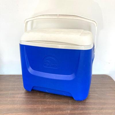 LOT 52: Igloo Island Breeze Cooler, Three Lanterns, Storage Tote with Garden Tools and More