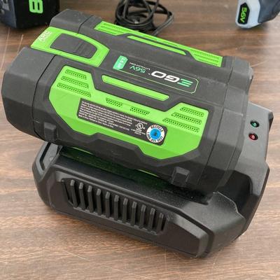 LOT 54: Pair of Power Blowers - Greenworks Pro, Model LB6500 with Two Batteries and One Power Charger