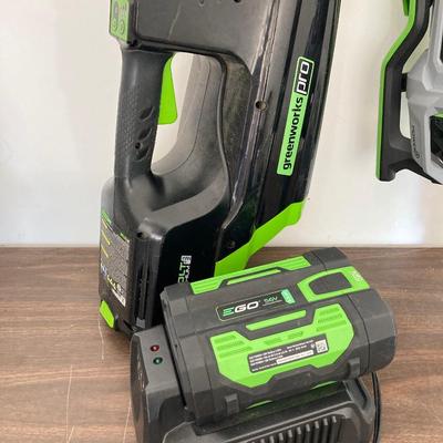 LOT 54: Pair of Power Blowers - Greenworks Pro, Model LB6500 with Two Batteries and One Power Charger