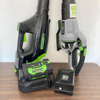 LOT 54: Pair of Power Blowers - Greenworks Pro, Model LB6500 with Two Batteries and One Power Charger