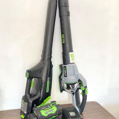 LOT 54: Pair of Power Blowers - Greenworks Pro, Model LB6500 with Two Batteries and One Power Charger