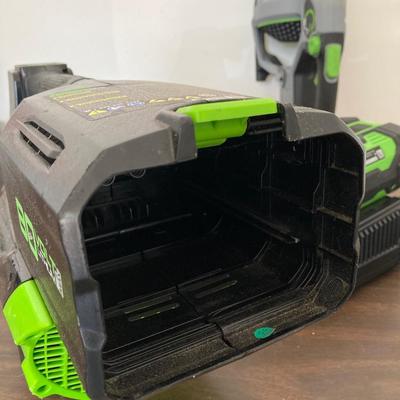 LOT 54: Pair of Power Blowers - Greenworks Pro, Model LB6500 with Two Batteries and One Power Charger