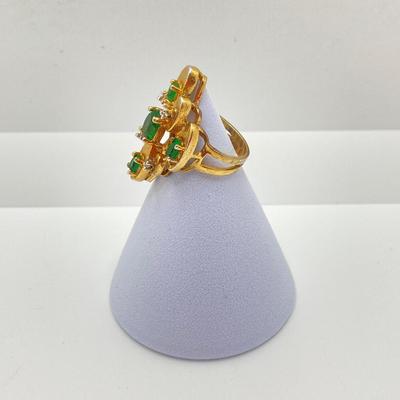 LOT 56: Vintage Sterling Panetta Ring with Emerald Colored Stones - Sz 6