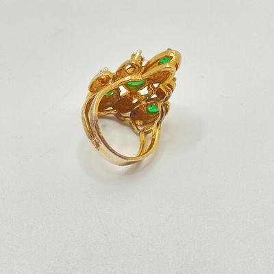 LOT 56: Vintage Sterling Panetta Ring with Emerald Colored Stones - Sz 6