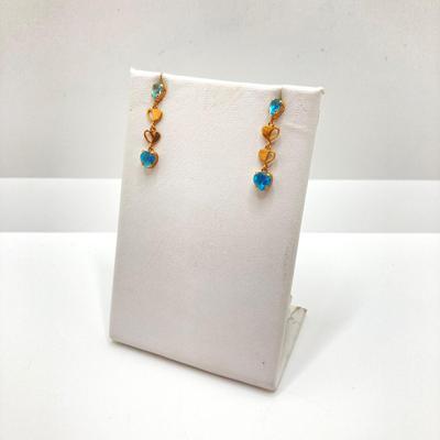 LOT 57: 1.43gtw 14k Mexico Gold Pierced Blue Topaz Dangle Earrings
