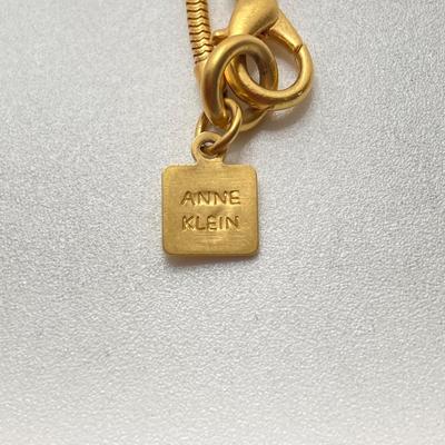 LOT 58: Fashion Jewelry - Anne Klein Puffy Gold Tone Heart Pendant Necklace, Lariat Gold Tone and BlackBead Chain, Locket Pendant and more