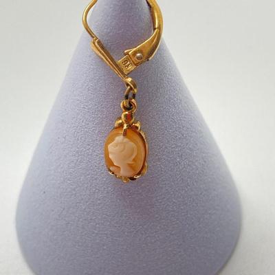 LOT 64: Sterling Cameo with RG Cameo Gold Tone Dangle Earrings