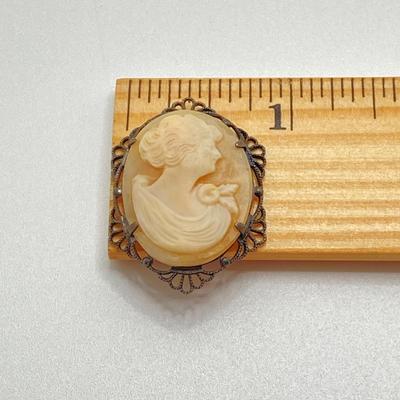 LOT 64: Sterling Cameo with RG Cameo Gold Tone Dangle Earrings