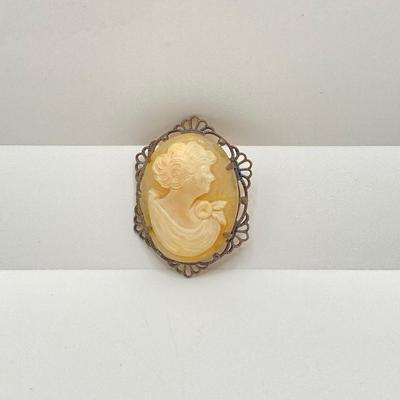 LOT 64: Sterling Cameo with RG Cameo Gold Tone Dangle Earrings
