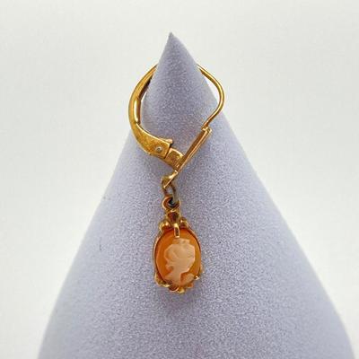 LOT 64: Sterling Cameo with RG Cameo Gold Tone Dangle Earrings