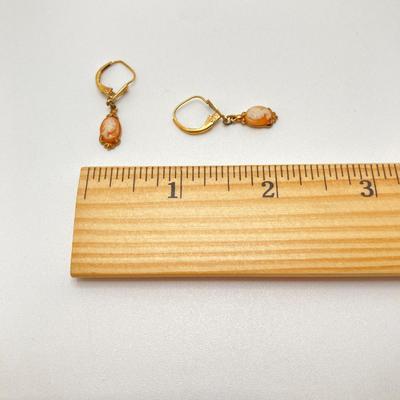 LOT 64: Sterling Cameo with RG Cameo Gold Tone Dangle Earrings