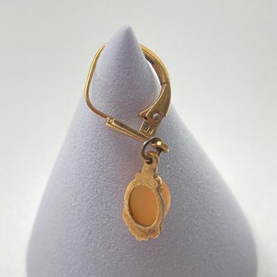 LOT 64: Sterling Cameo with RG Cameo Gold Tone Dangle Earrings