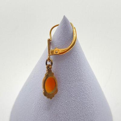 LOT 64: Sterling Cameo with RG Cameo Gold Tone Dangle Earrings