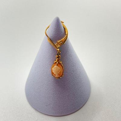 LOT 64: Sterling Cameo with RG Cameo Gold Tone Dangle Earrings