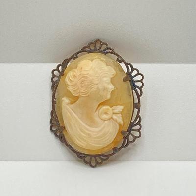 LOT 64: Sterling Cameo with RG Cameo Gold Tone Dangle Earrings
