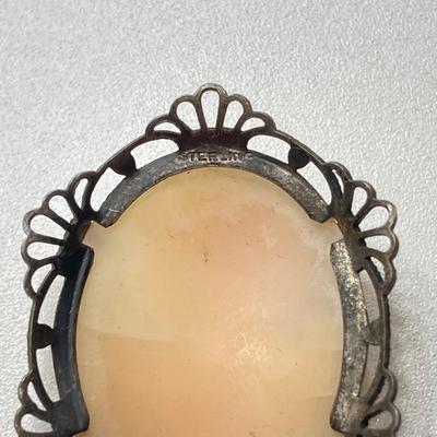 LOT 64: Sterling Cameo with RG Cameo Gold Tone Dangle Earrings