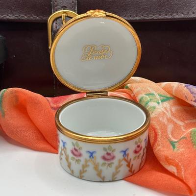LOT 65: Donna Karan 3.4 oz. Eau De Parfum, Pen/Pencil Set, Limoges Trinket Box, Travel Jewelry Case & More