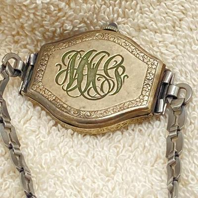 LOT 66: Vintage Elgin 14K Gold Filled Monogrammed Watch