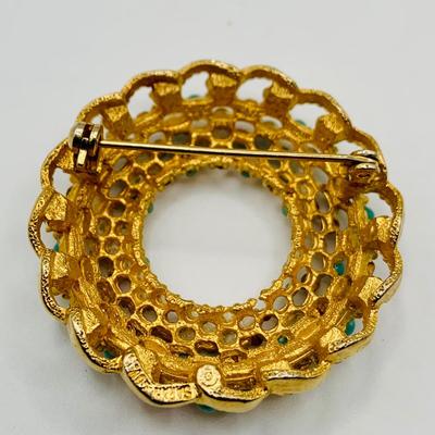 LOT 75: Beautiful 14K Gold Cameo & Seed Pearl Pierced Earrings along with Vintage Brooches