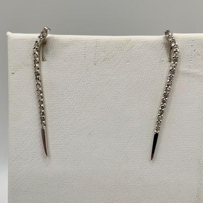 LOT 76: White Gold Pierced Earrings 14KT, TW 2.03g