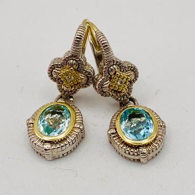 LOT 78: Judith Ripka JR Two 18k Gold and 925 Silver Earrings 9.32