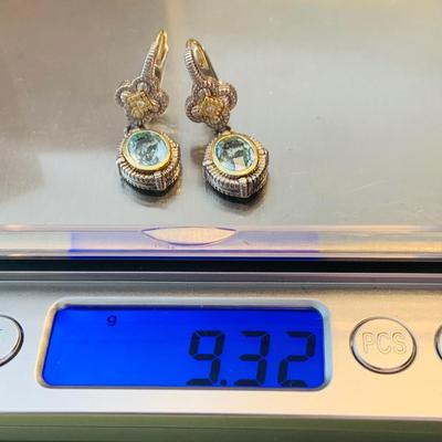 LOT 78: Judith Ripka JR Two 18k Gold and 925 Silver Earrings 9.32