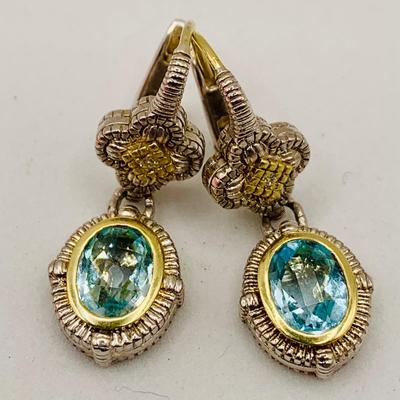 LOT 78: Judith Ripka JR Two 18k Gold and 925 Silver Earrings 9.32