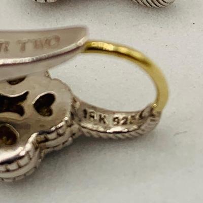 LOT 78: Judith Ripka JR Two 18k Gold and 925 Silver Earrings 9.32