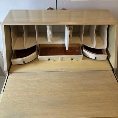 LOT 82: Secretary Desk & Ladder-Back Chair w/Rush Seat