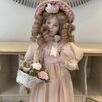 LOT 85: Porcelain Dolls a Bride and Her Flower Girl