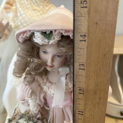LOT 85: Porcelain Dolls a Bride and Her Flower Girl