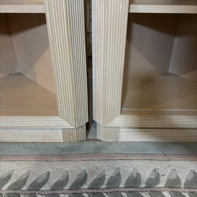 LOT 92: Made in USA Contemporary Style Corner Bookcases & Console Table